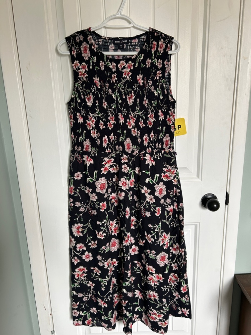 Nautica Black Floral Sleeveless Midi Dress